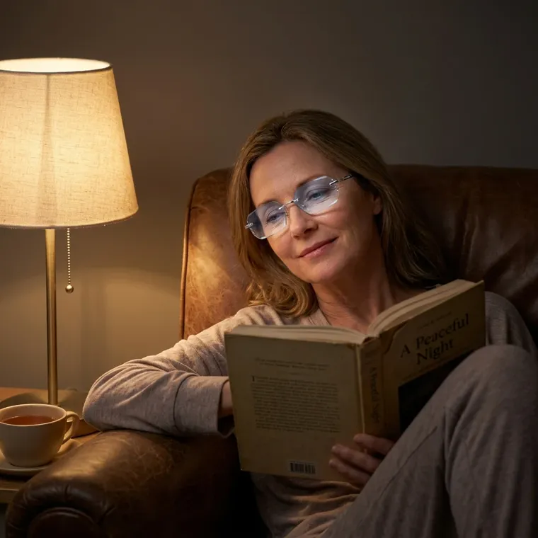 Reading a book with BlueLume Glasses